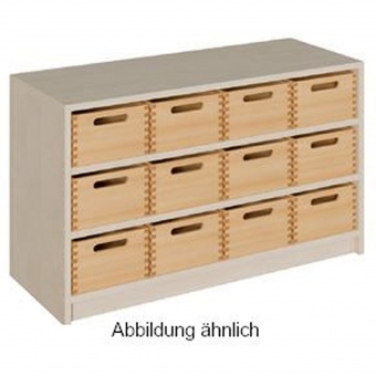 Schränke mit 12 mittleren Massivholzkästen mit SF, 60cm hoch 